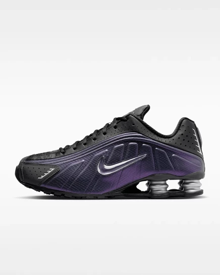 Мужские кроссовки Nike Shox R4, черно‑серебристо‑фиолетовые
