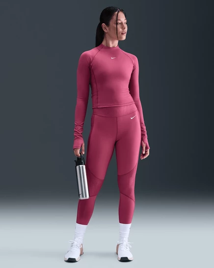 Женские леггинсы Nike Pro высокие, свекольно-белые