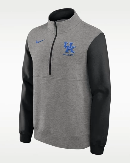Мужской свитшот Nike Kentucky Club с полумолнией, серо-меланжевый