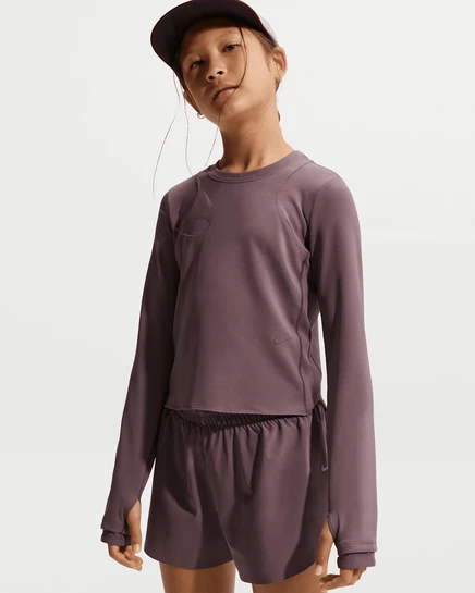 Детский рубчатый топ Nike MAVN Dri-FIT с длинным рукавом, тёмно-серый