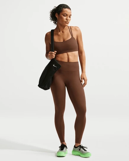 Женские легинсы Nike Zenvy, высокая талия, какао/белые
