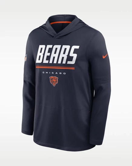 Мужское худи Nike Chicago Bears Sideline, темно-синее