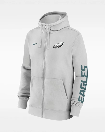 Мужское худи Nike Club Philadelphia Eagles на молнии, серое