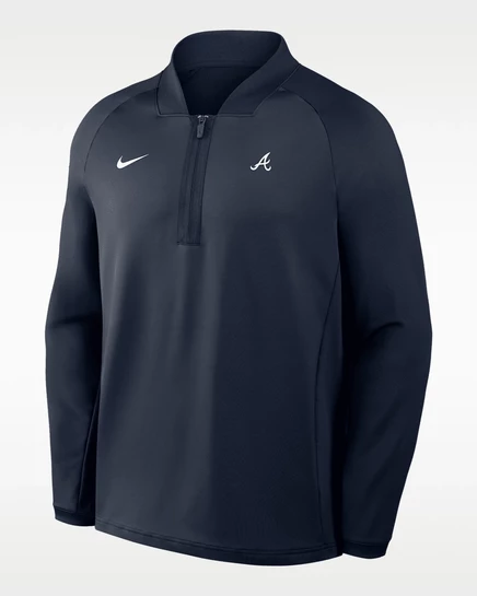 Мужской лонгслив Nike Atlanta Braves Dri-FIT с 1/2-молнией, синий