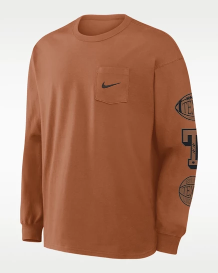 Мужской лонгслив Nike Max90 Texas, терракотовый