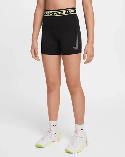 Детские шорты Nike Pro 3″, черные/светло-лимонные