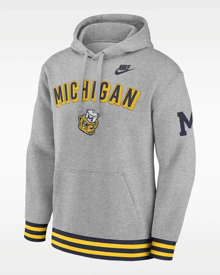 Мужская толстовка Nike Michigan, тёмно-серый меланж