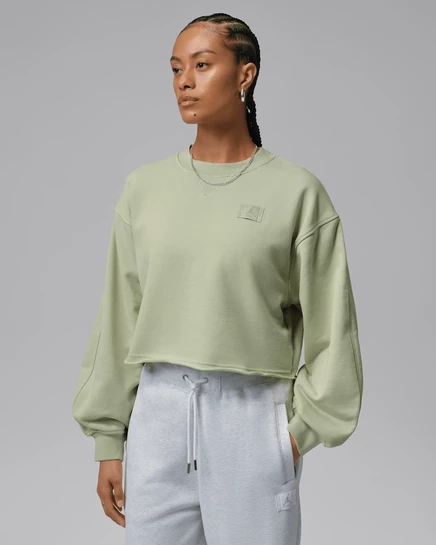 Женский свитшот Jordan Flight Fleece укороченный, оливковый