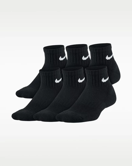 Детские носки Nike Everyday с подкладкой до щиколоток (6 пар) черные/белые