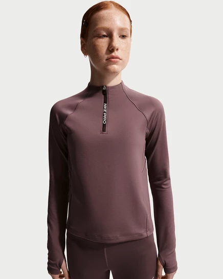 Детская кофта Nike Pro Dri-FIT с полу-молнией, tattoo/белая