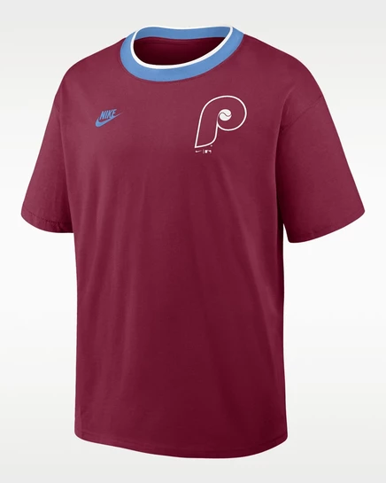Мужская рингер‑футболка Nike Phillies, бордово‑голубая