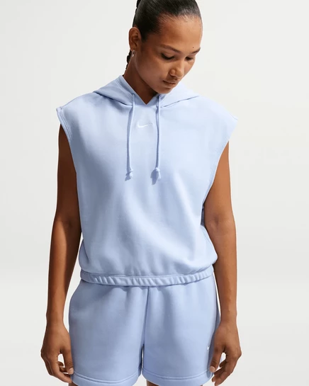 Женский топ без рукавов Nike Sportswear Phoenix Fleece, голубой/белый