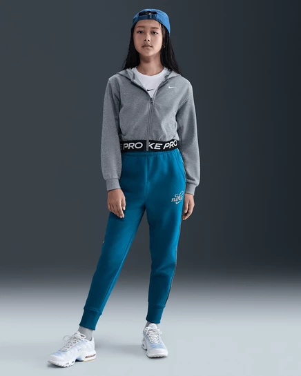 Джоггеры для девочек Nike Club Fleece, темно-зеленые/золотые
