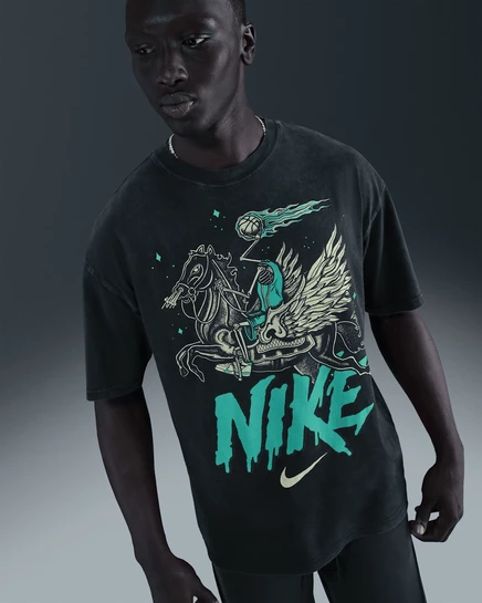Мужская футболка Nike Max90 Basketball, черно-бирюзовая