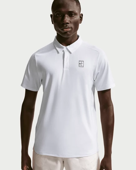 Мужское поло NikeCourt Advantage Dri-FIT, белое/чёрное