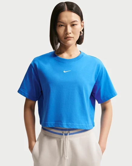 Женская укороченная футболка Nike Sportswear, светло-голубая