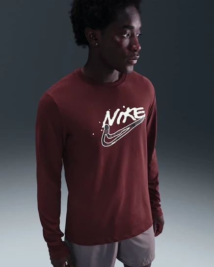 Мужской лонгслив Nike Dri-FIT, темно-красный