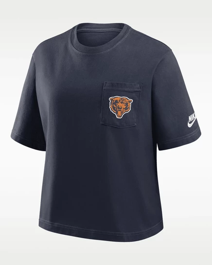 Женская футболка Nike Chicago Bears Rewind Pocket Boxy, темно-синяя