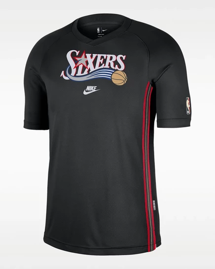 Мужская футболка Nike Philadelphia 76ers Hardwood Classics Dri-FIT, черно-белая