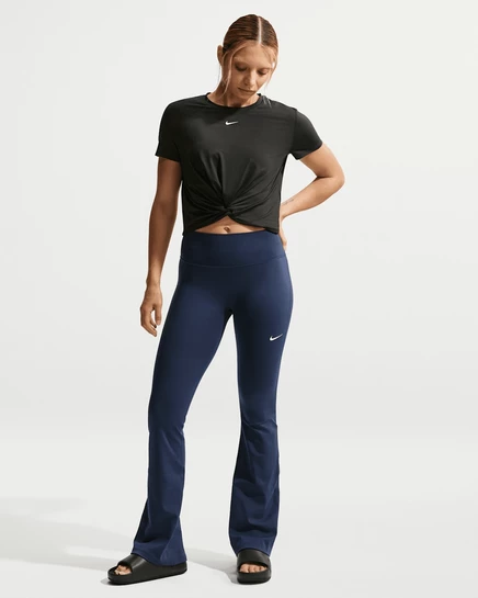 Женские леггинсы Nike One высокая талия, темно-синий/белый