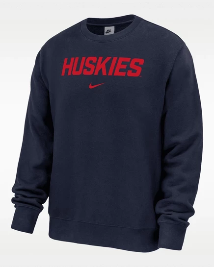 Мужской пуловер Nike Club Fleece Connecticut Huskies, темно-синий