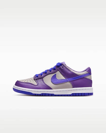 Детские кеды Nike Dunk Low, серые/фиолетовые/белые