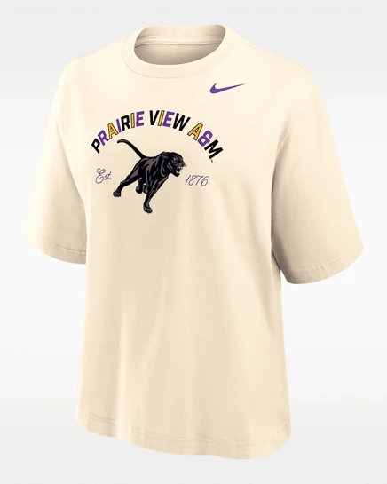 Женская футболка Nike Prairie View A&M Boxy, натуральная