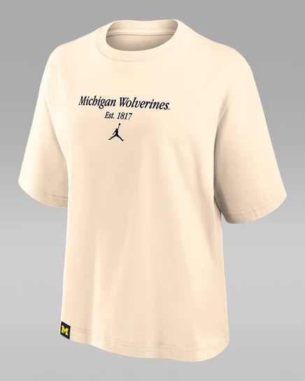 Женская футболка Jordan Established Tag Boxy, песочная
