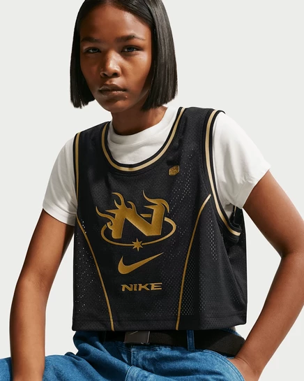 Женская укороченная джерси Nike Sportswear, черная/золотистая
