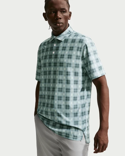 Мужское поло Nike Tailored Tartan Dri-FIT, зелёный/серый