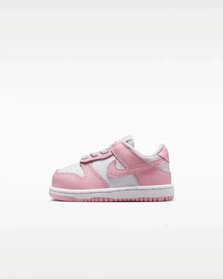 Детские кроссовки Nike Dunk Low для малышей, белые/светло-розовые
