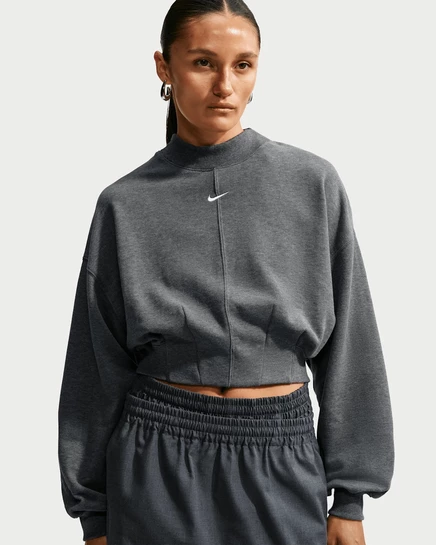 Женский укороченный свитшот Nike Studio, серый/молочный