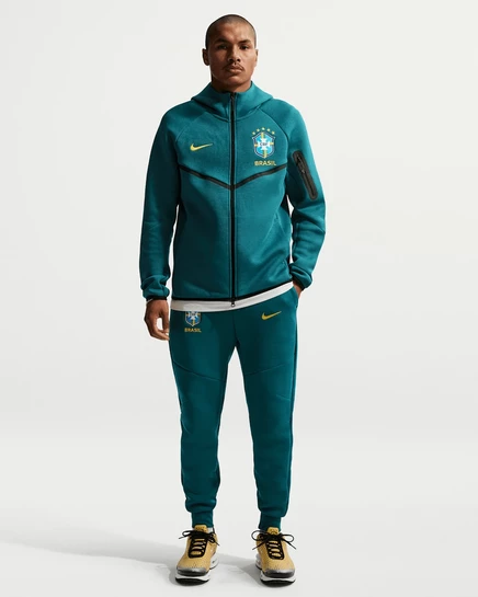 Мужские джоггеры Nike Brazil Tech Fleece, бирюзово-золотистые