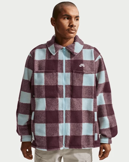 Мужская рубашка-куртка Nike SB Essential Skate Shirt Jacket, голубая/бордовая