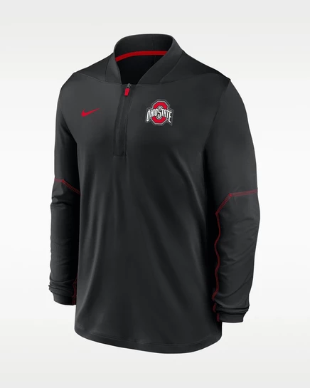 Мужской топ Nike Ohio State 1/2-молнии, черный/красный