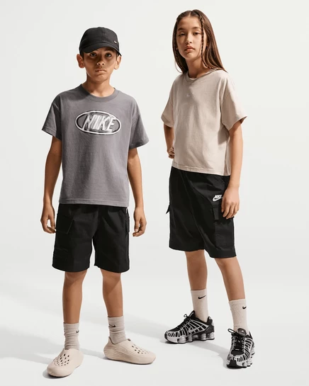 Детские карго-шорты Nike Sportswear Club, черные/белые