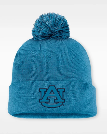 Мужская шапка-бини Nike Auburn Primetime Campus Toned с отворотом и помпоном, синяя
