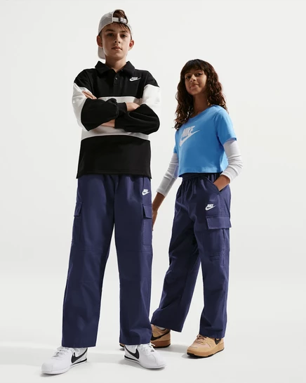 Детские брюки-карго Nike Club, темно-синие/белые