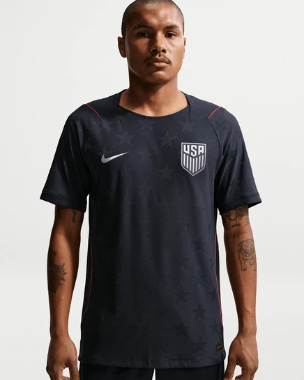 Мужское джерси Nike USMNT, тёмно-обсидиан/красная/платина