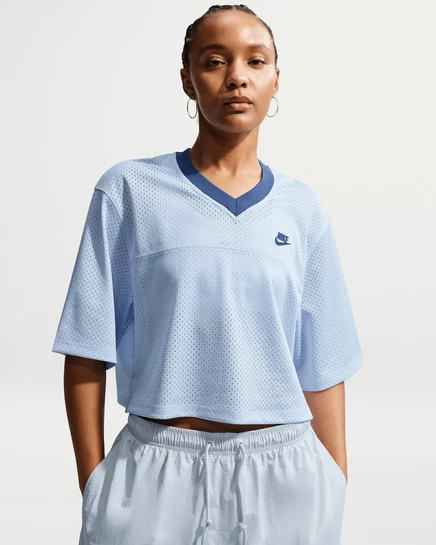 Женское джерси Nike Oversized Heritage сетчатое, голубая