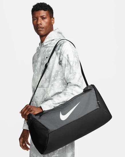 Сумка-даффл Nike Brasilia 41 л, серый/чёрный/белый