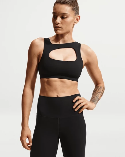 Женский бюстгальтер Nike Zenvy легкой поддержки, черный/серый