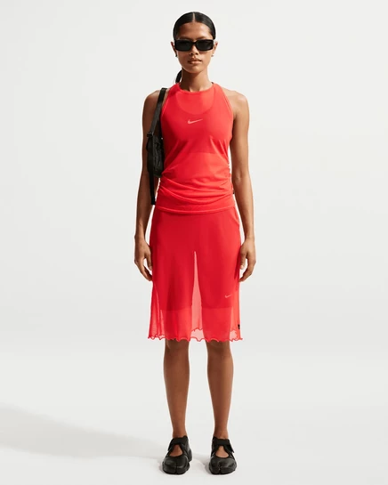 Женская прозрачная юбка Nike Sportswear, светло-алая/молочная