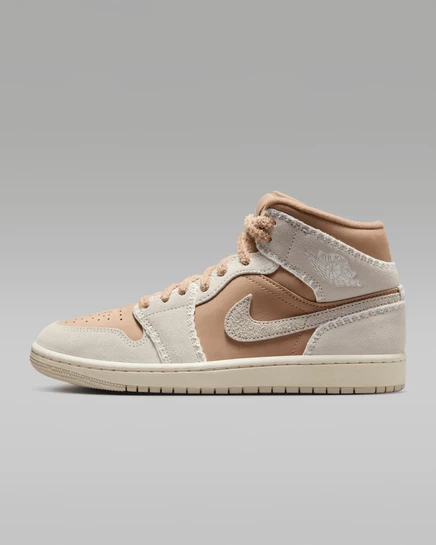 Женские кроссовки Air Jordan 1 Mid SE, бежево-коричневые
