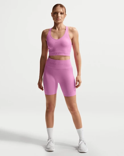 Женские байкерские шорты Nike Pro Seamless 5″, розовые