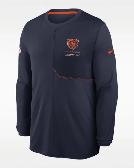 Мужской лонгслив Nike Chicago Bears Sideline, тёмно-синий