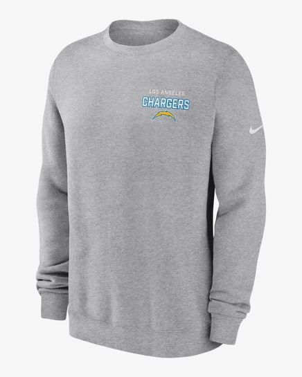Мужской пуловер Nike Draw Block Club Los Angeles Chargers, тёмно-серый меланж