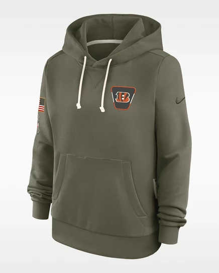 Женская худи Nike Bengals Salute to Service, оливковая