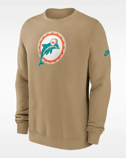 Мужская толстовка Nike Miami Dolphins Swing Pass Rewind Club, бежевая