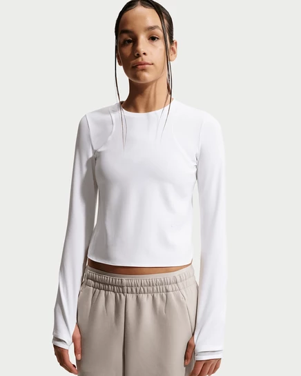 Детский лонгслив Nike MAVN Dri-FIT в рубчик, белый